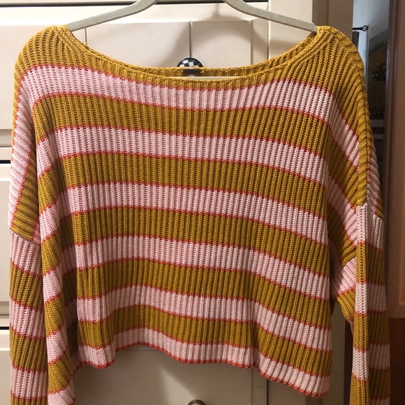 Free People Just My Stripe Cropped Sweater - NWOT - Picture 4 of 7